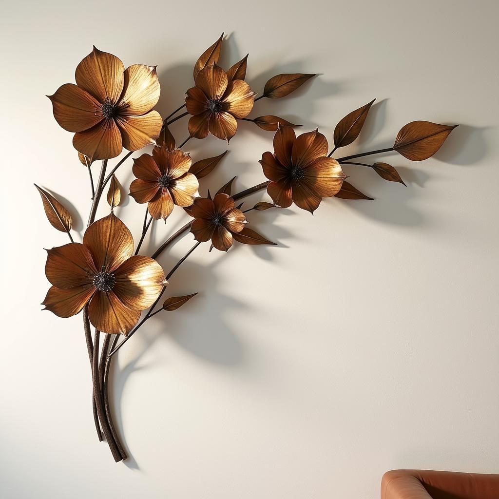 Modern flower wall art metal sculpture