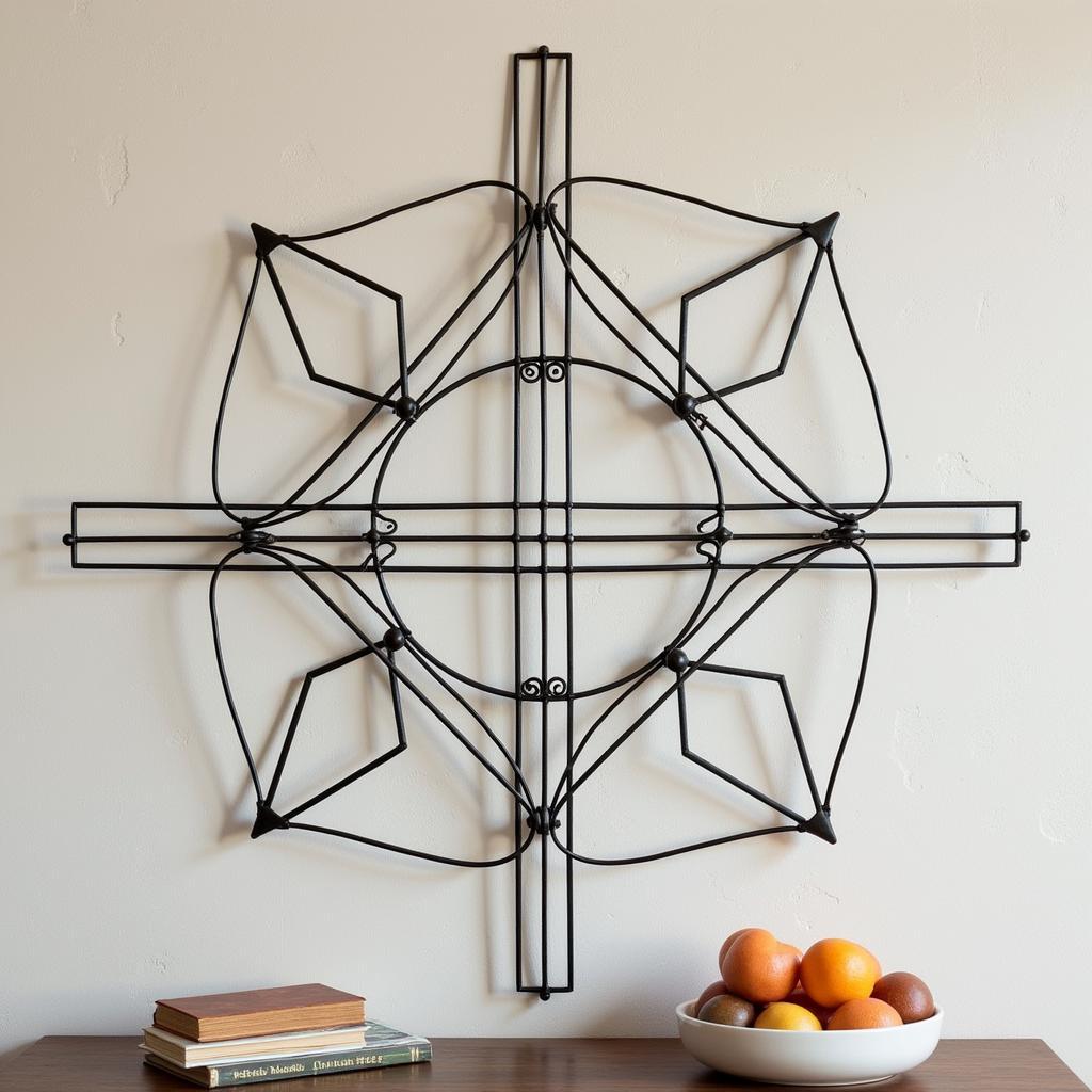 Modern geometric large wrought iron wall art