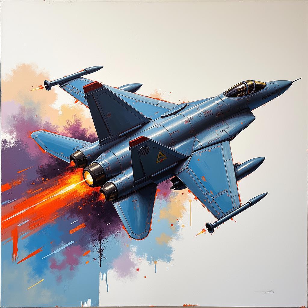 Modern Jet Fighter Canvas Art with Abstract Elements