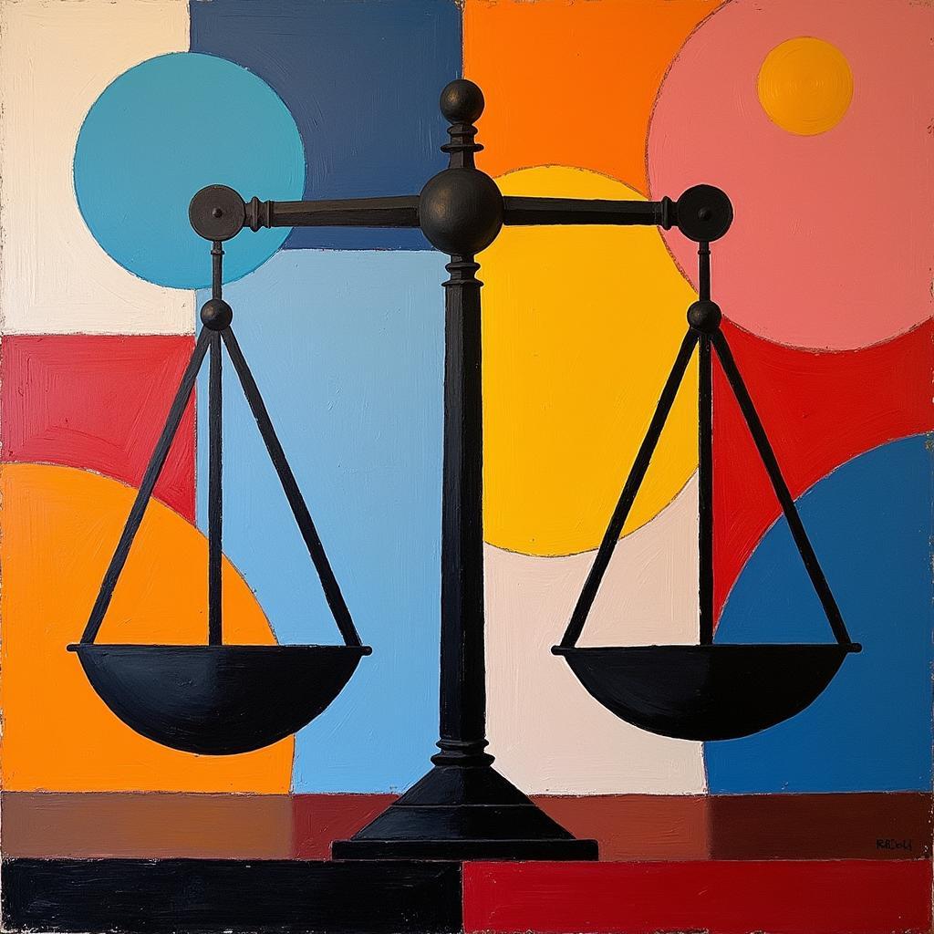 Abstract representation of justice and equality in legal wall art