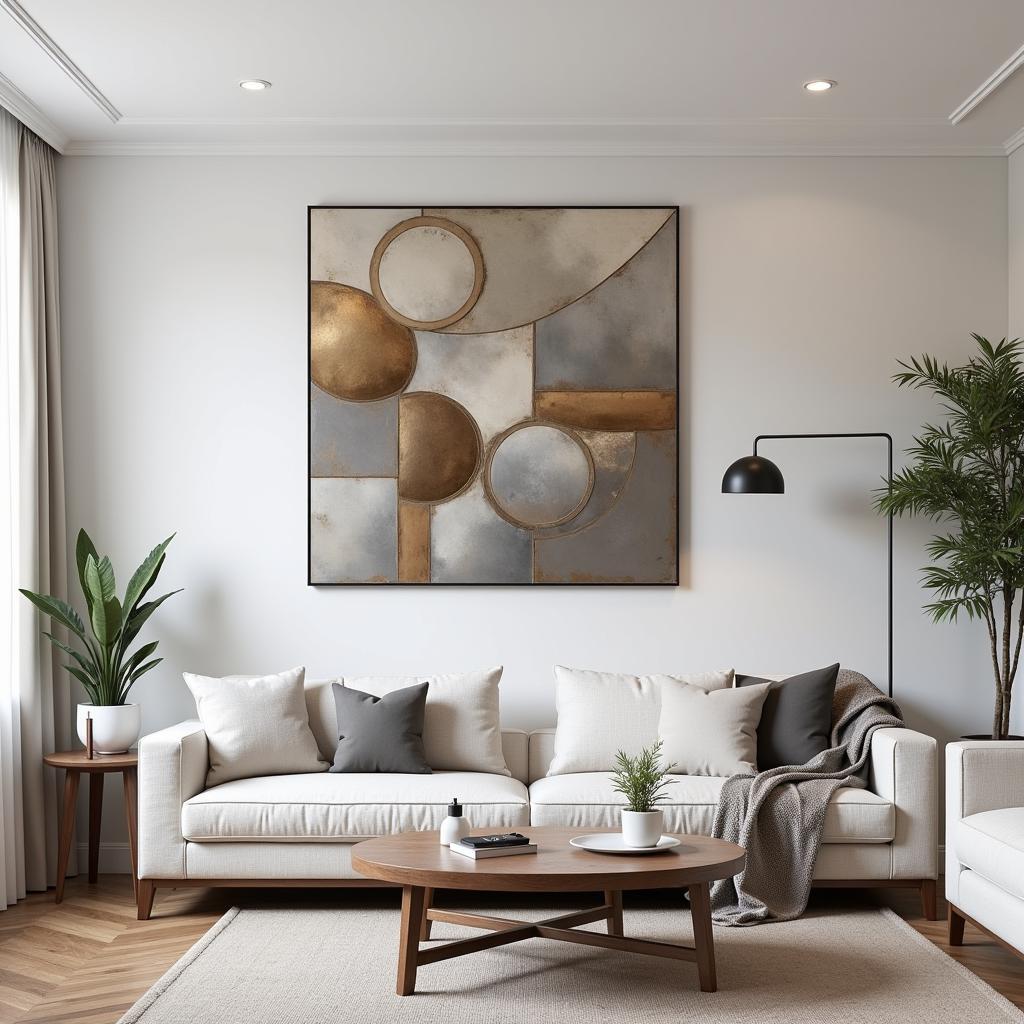 Modern Metal Wall Art Decor in a Living Room