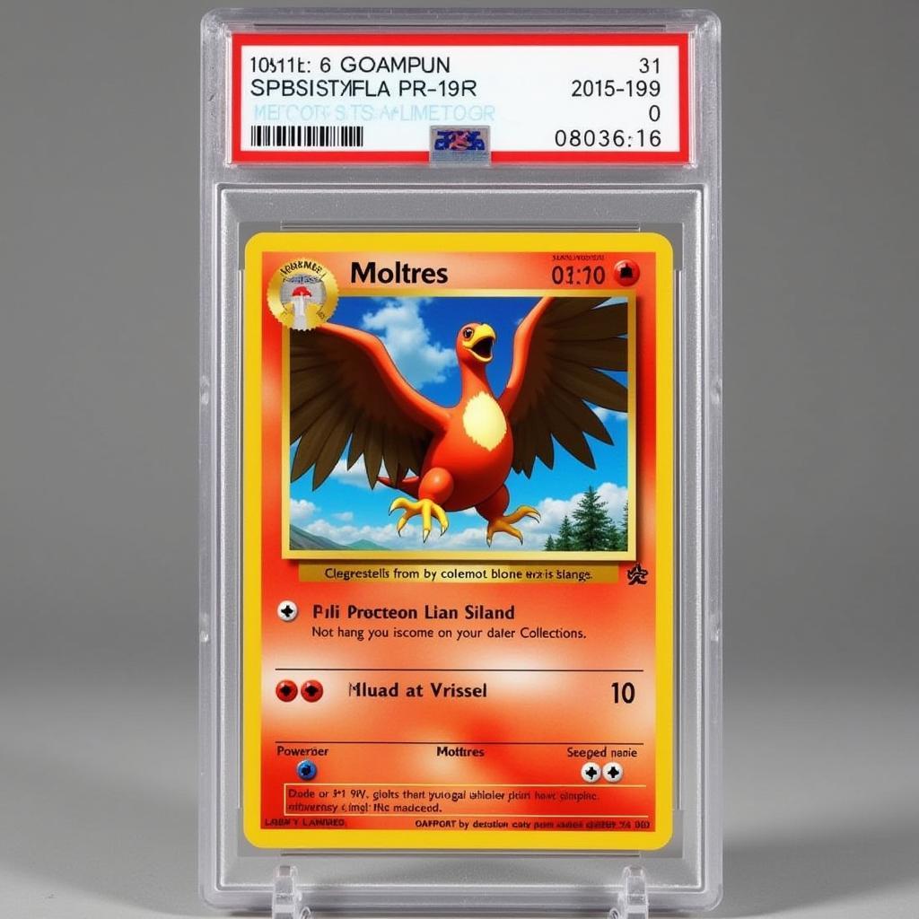 Moltres V Full Art card in a protective sleeve