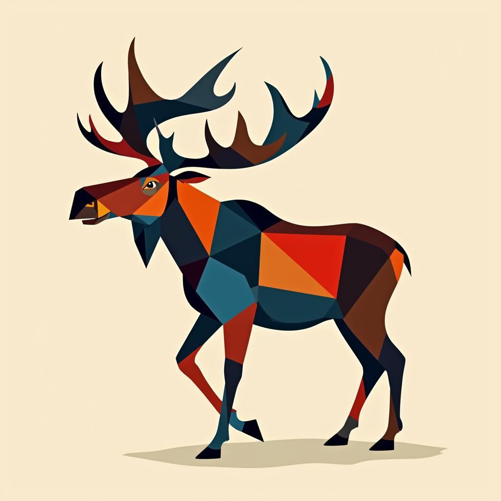 Abstract Moose Art Print: Geometric Design Inspired by Nature