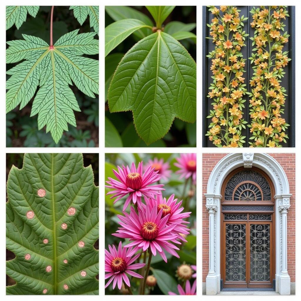 Mosaic Art Inspiration from Nature and Architecture, showing leaves, flowers, and geometric patterns