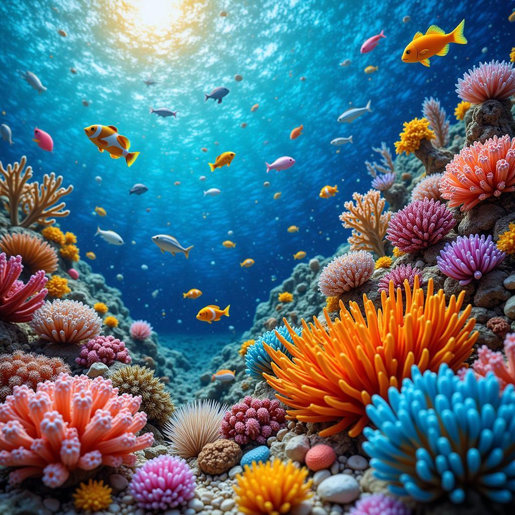 Mosaic Ocean Art: A Vibrant Coral Reef Scene