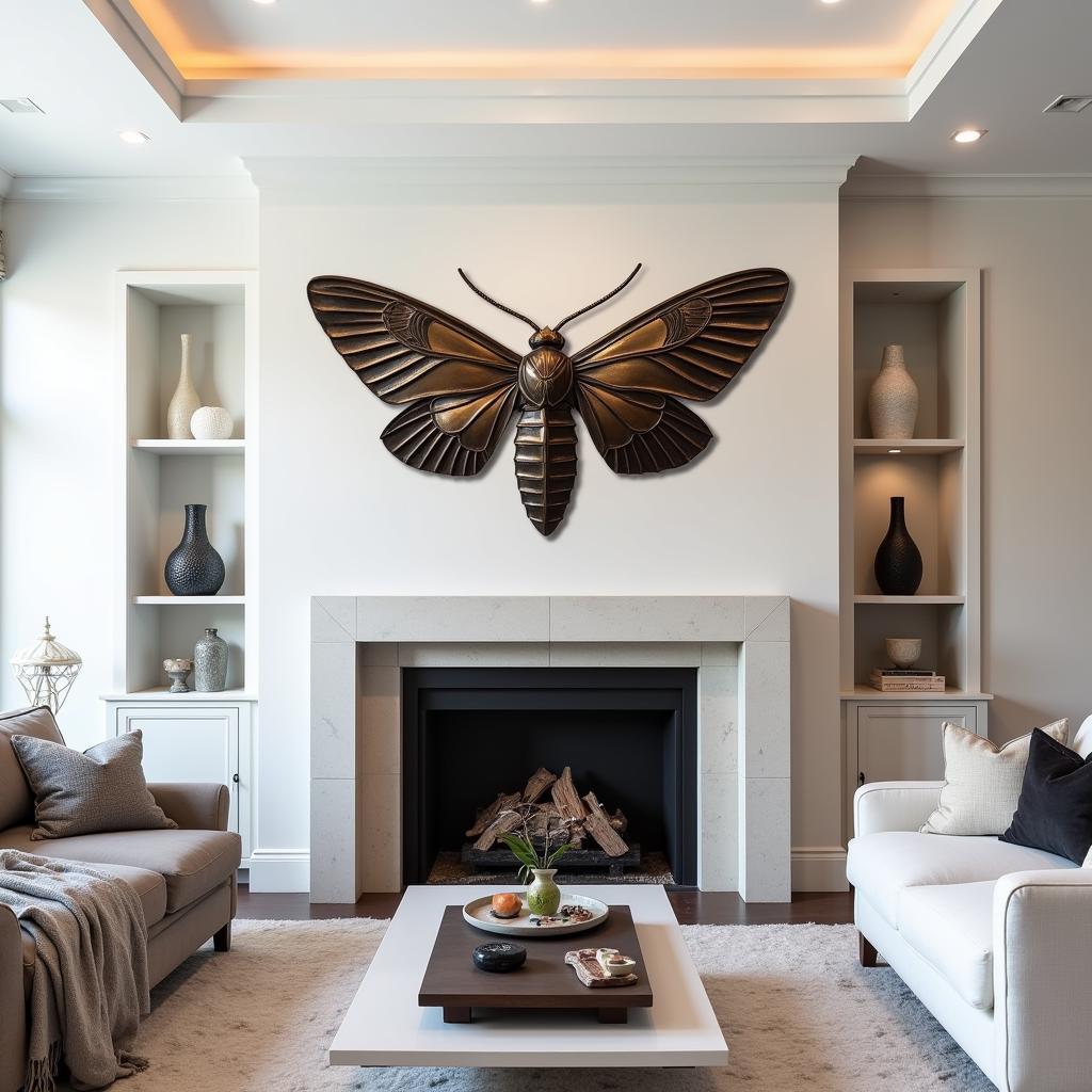 Moth Wall Art in Modern Living Room