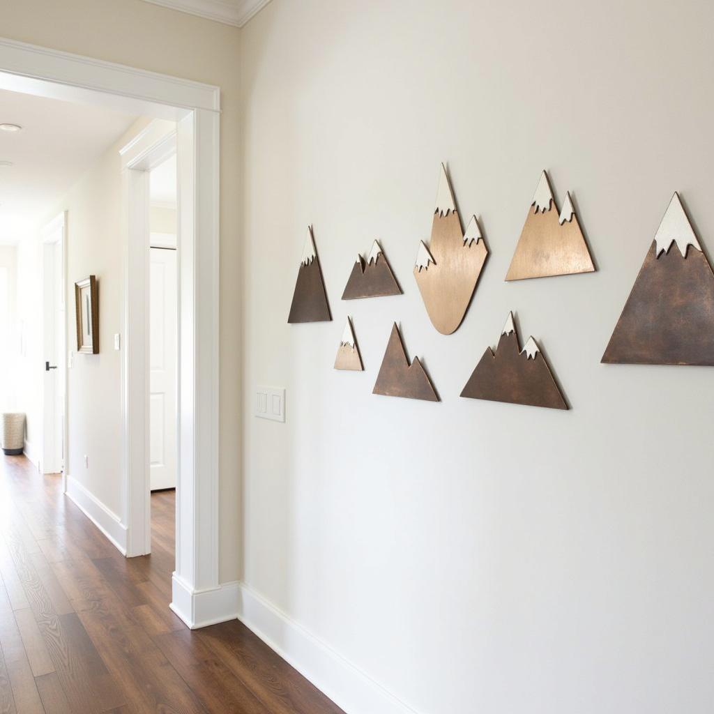 Mountains Metal Wall Art in a Hallway