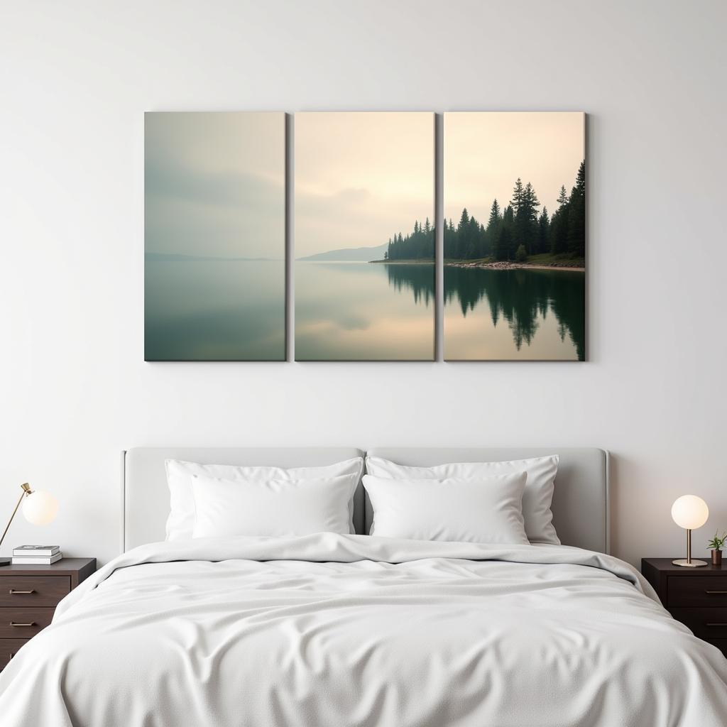 Multi Panel Nature Photography in a Bedroom