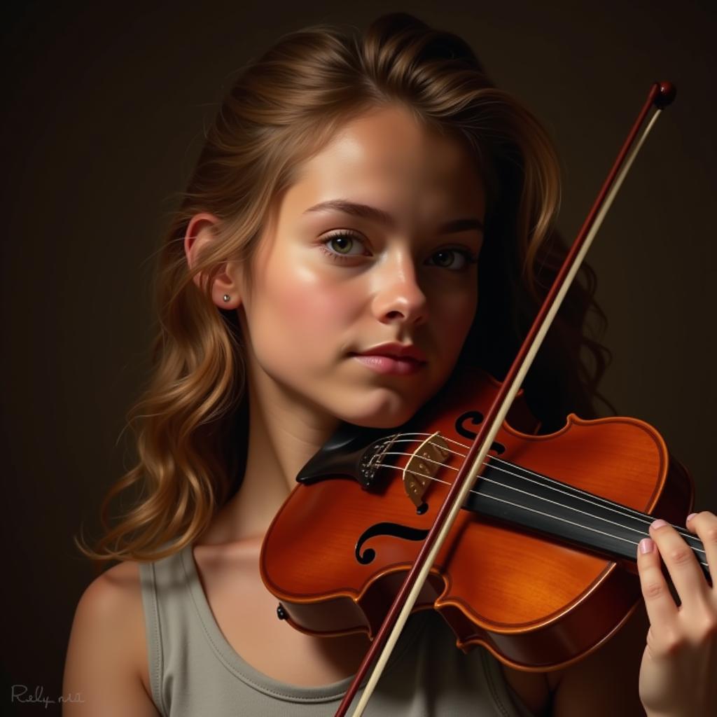 Realistic Music Themed Art: A detailed portrait of a musician captures the passion and dedication to their craft.