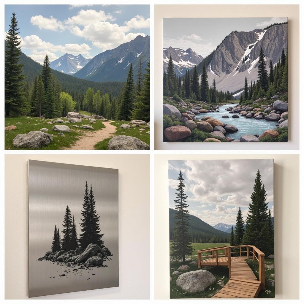 Various mediums used in national park wall art