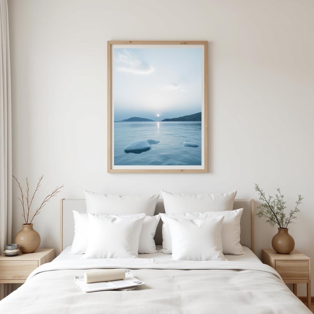 Natural Framed Wall Art in a Bedroom