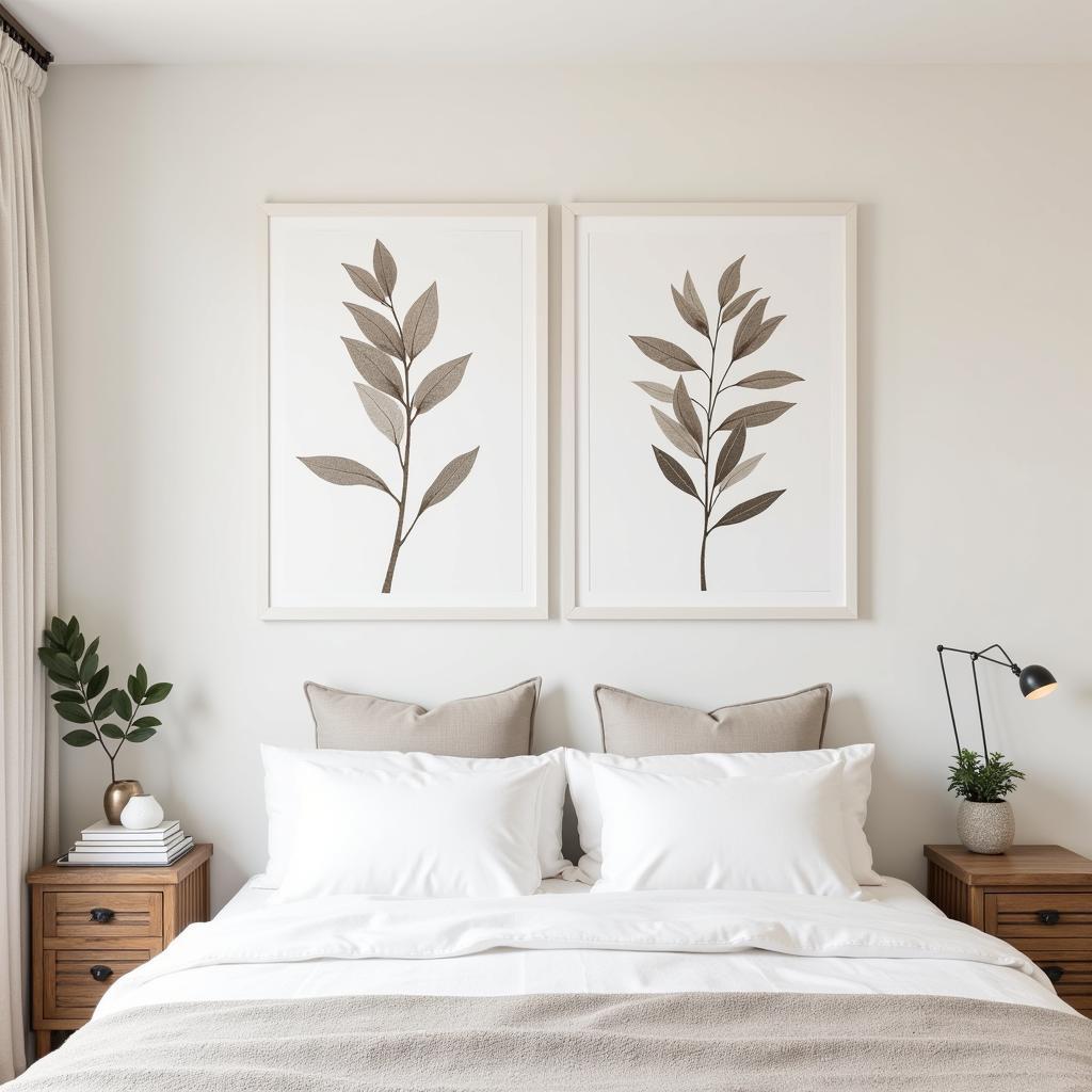 Neutral Modern Wall Art in a Bedroom Setting