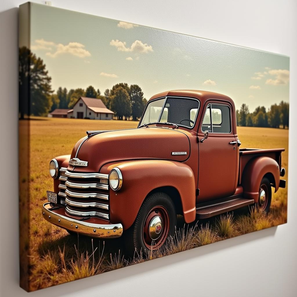 Old Truck Canvas Wall Art: Rustic Farmhouse Decor