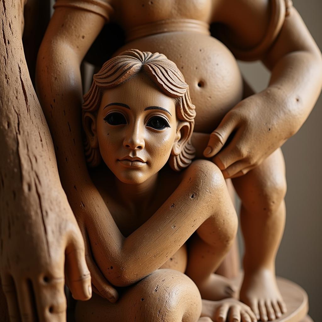 Olive Wood Sculpture Detail