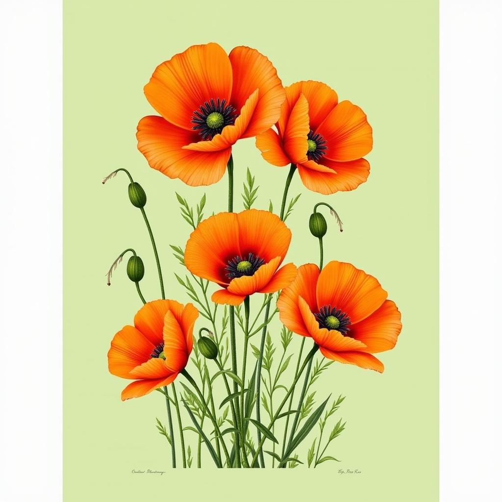 Botanical Floral Orange Art Print