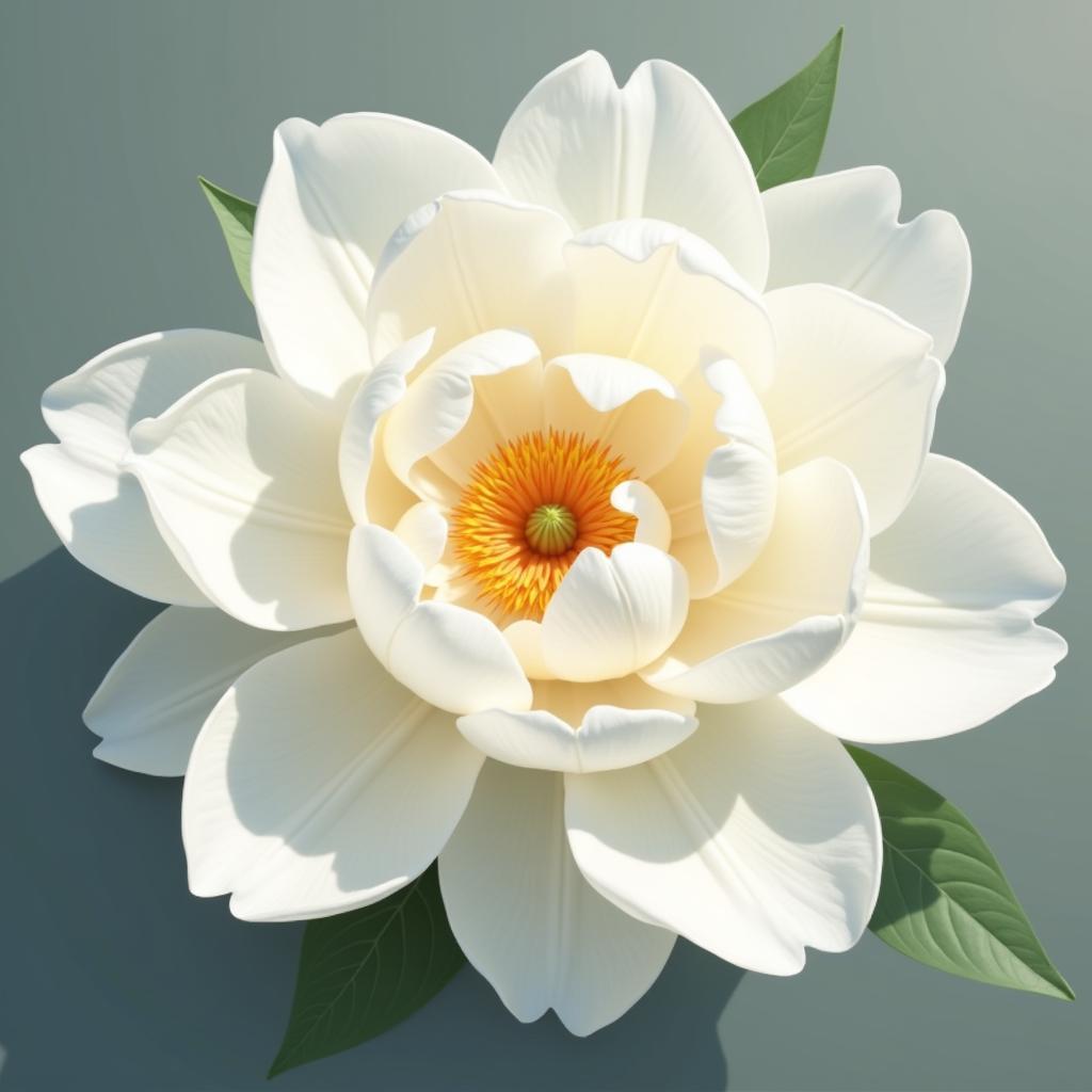 Digital illustration of a single white peony