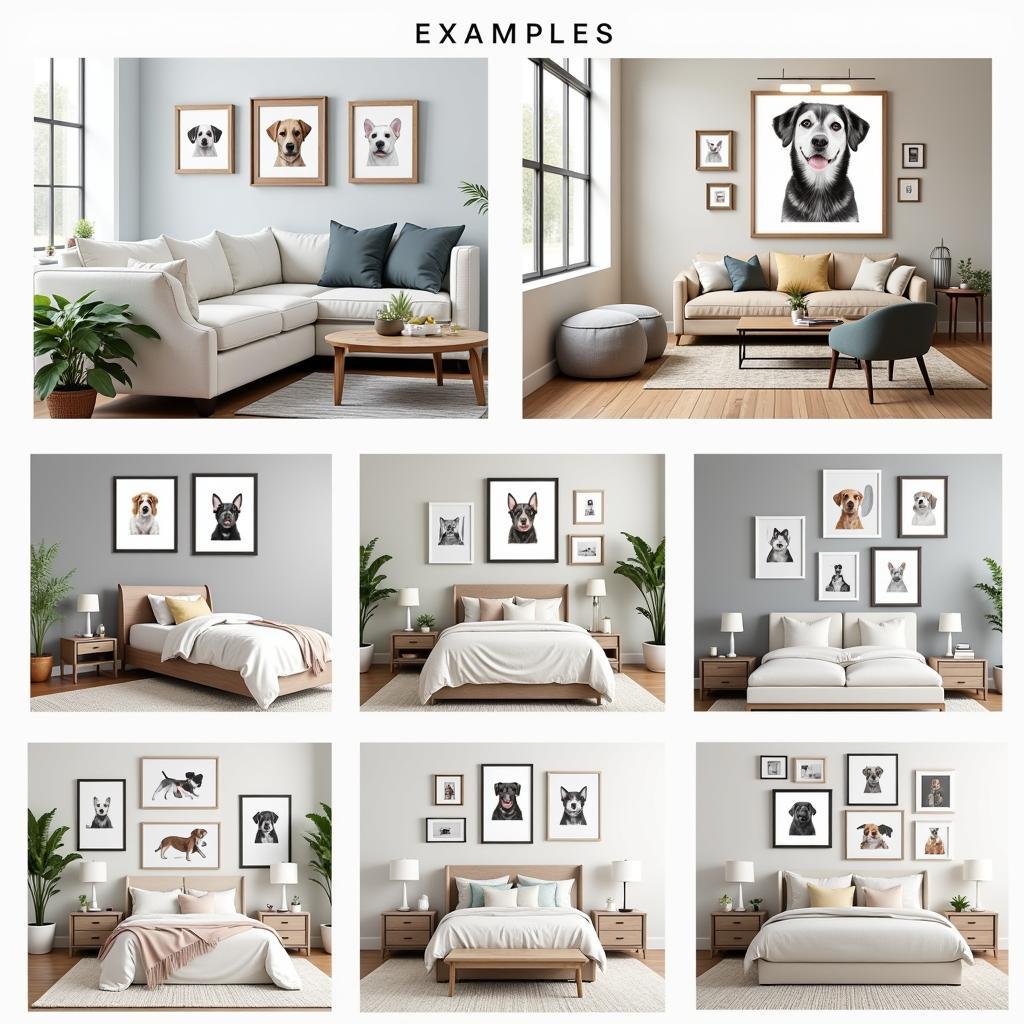 Ideas for displaying personalised dog art in a home