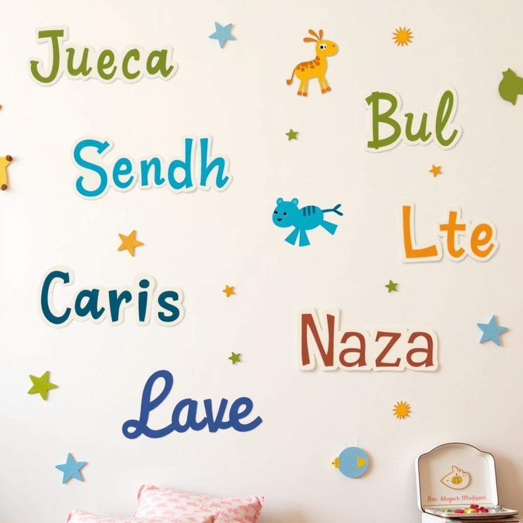 Personalised name wall art stickers for a kid's room