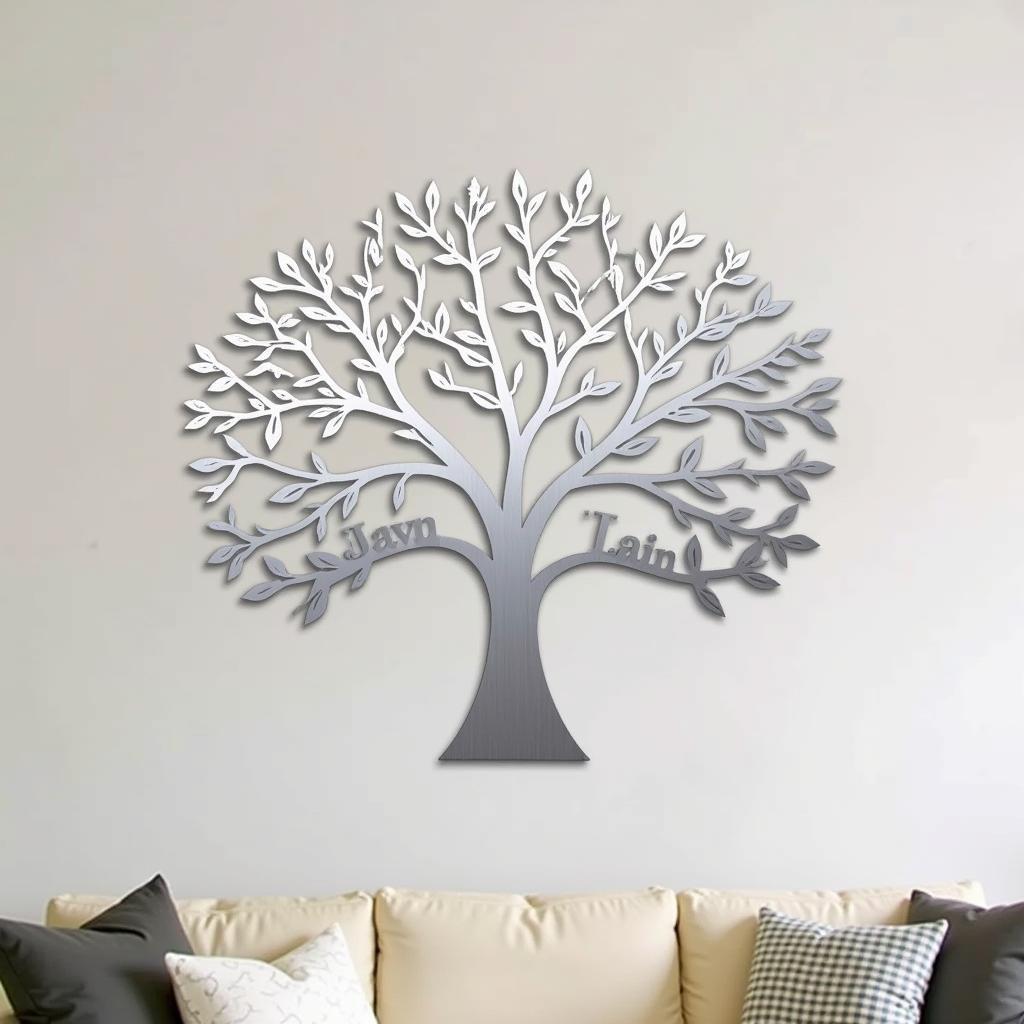 Modern Metal Personalized Family Tree Wall Art