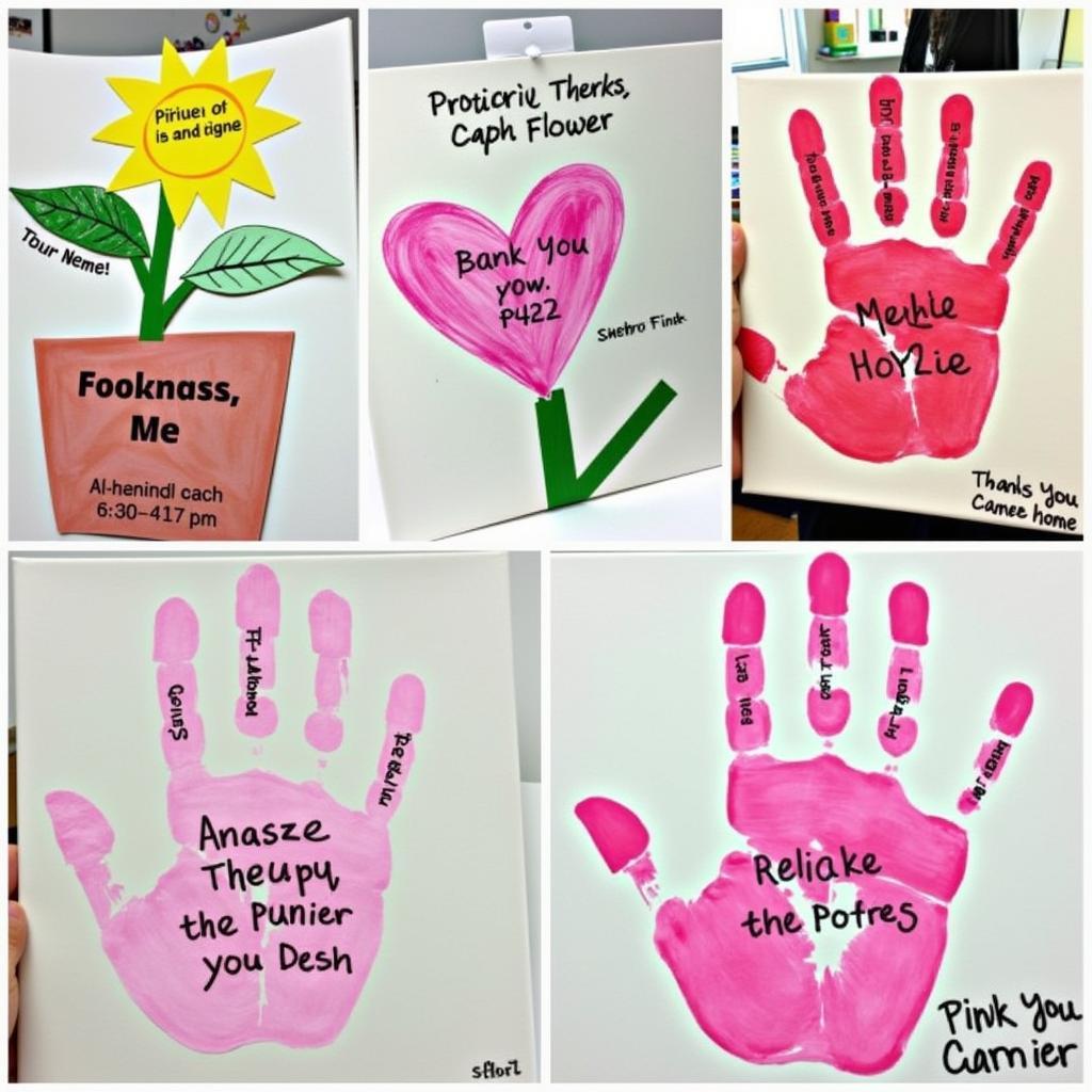 Personalized handprint teacher gifts.