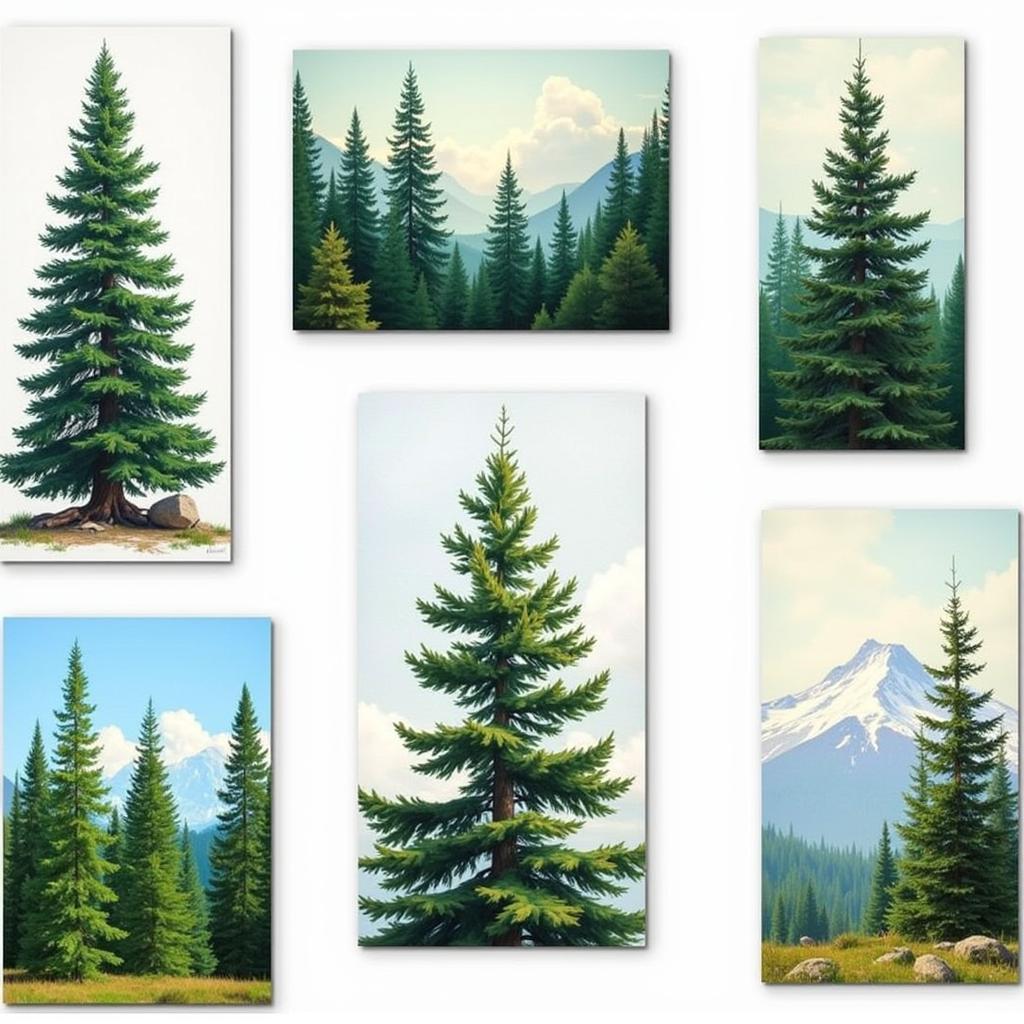 Different Styles of Pine Tree Canvas Art