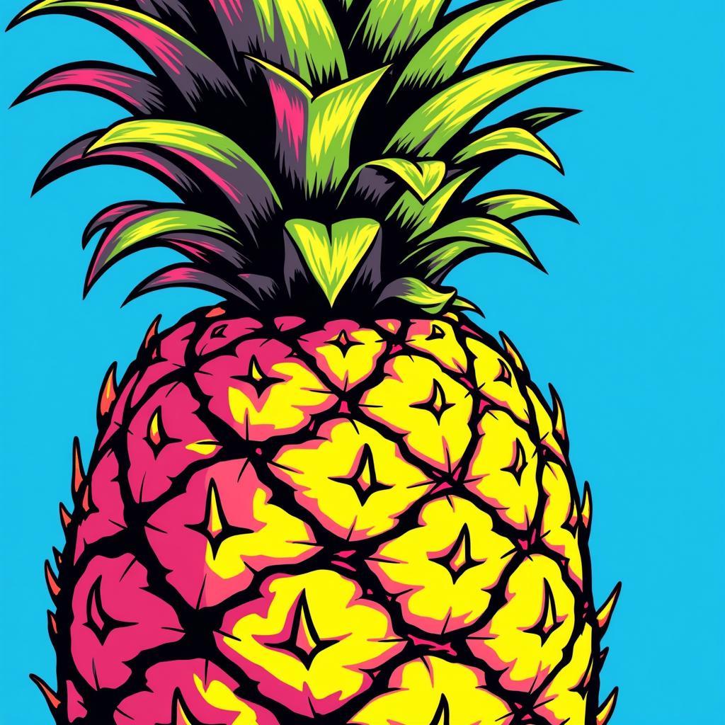 Pineapple Pop Art with Bold Colors