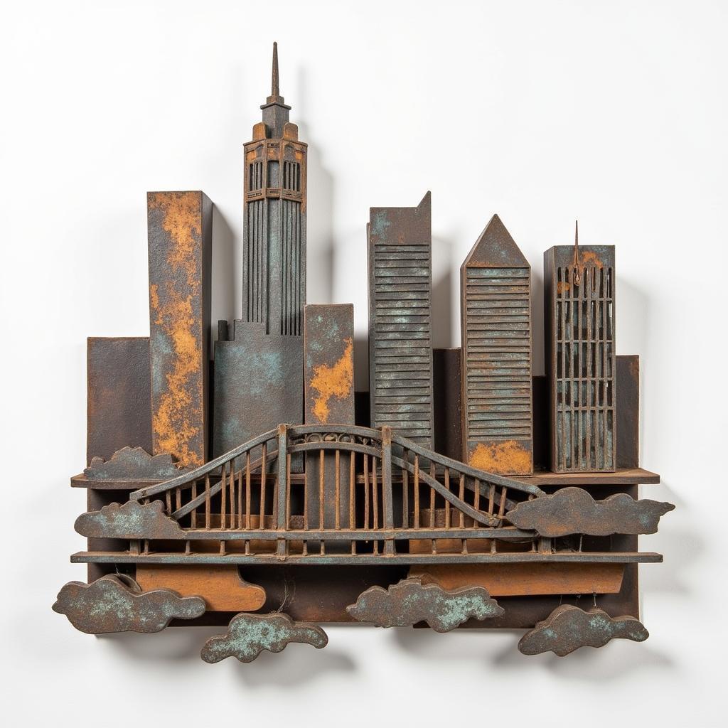 Pittsburgh Skyline Abstract Metal Sculpture