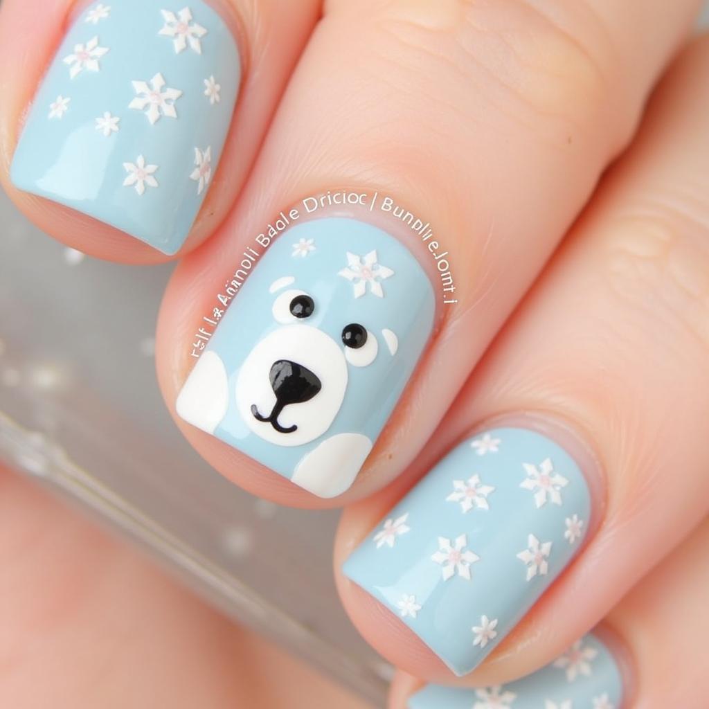 Simple Polar Bear Nail Art Design for Beginners