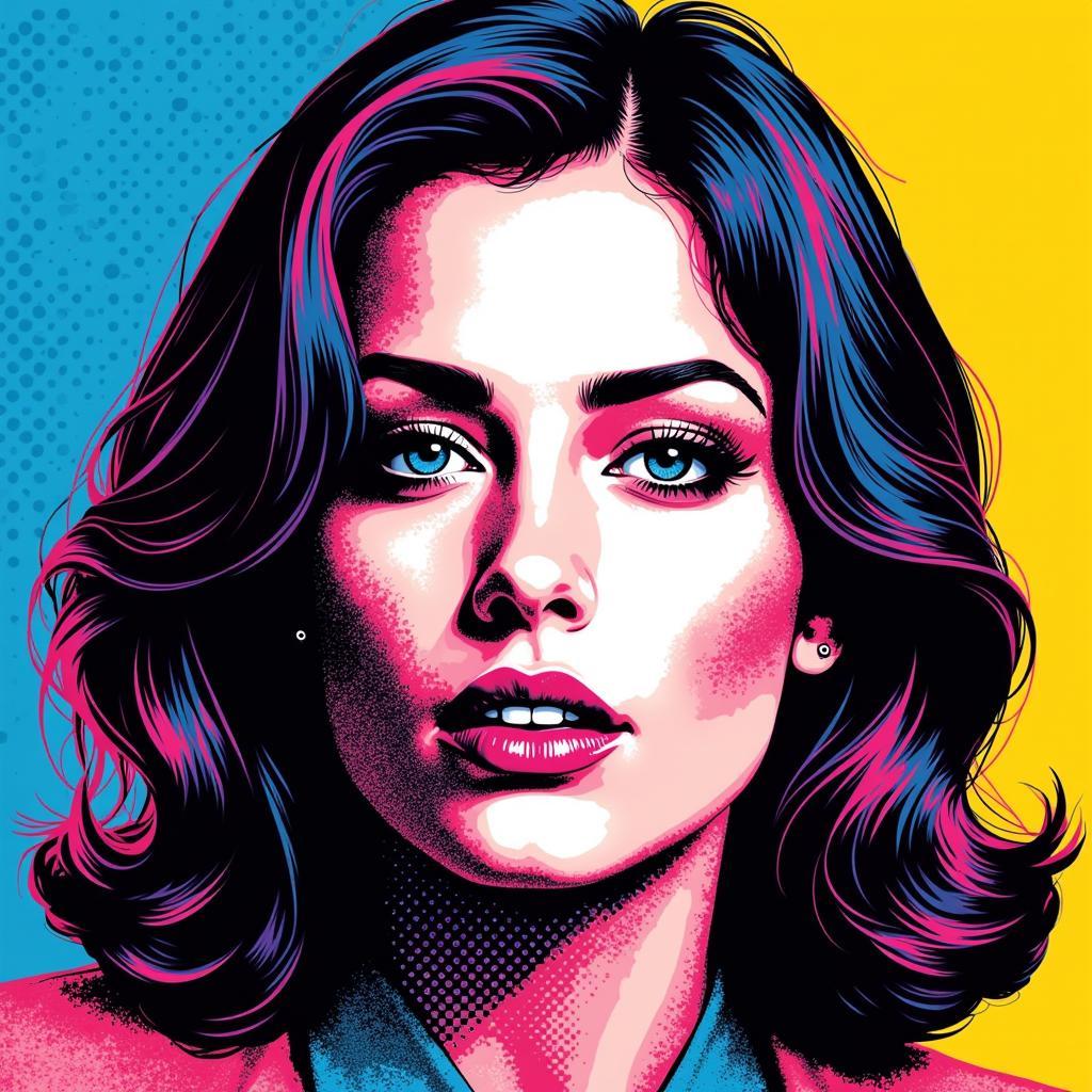 Pop art portrait created from a photograph using digital editing techniques.