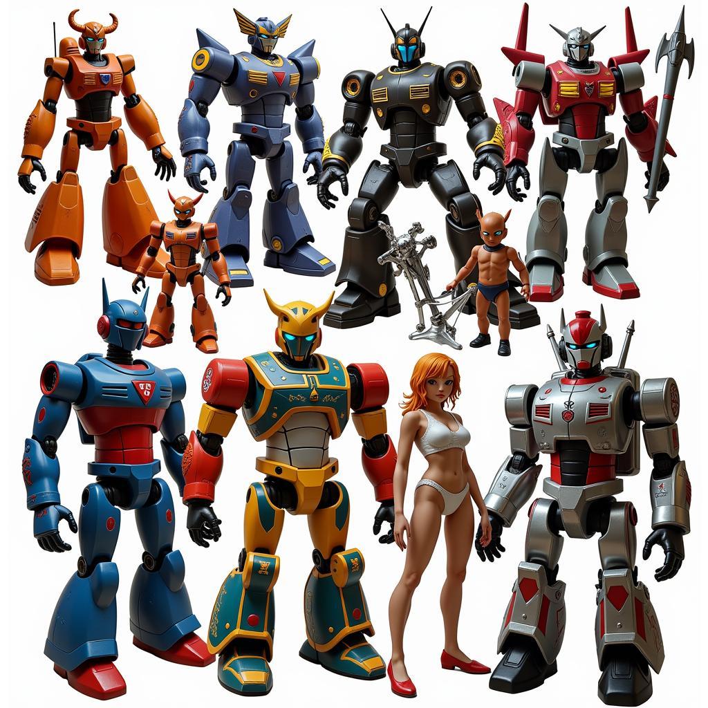 A collection of popular art toy robot designs, showcasing different styles and artistic influences.