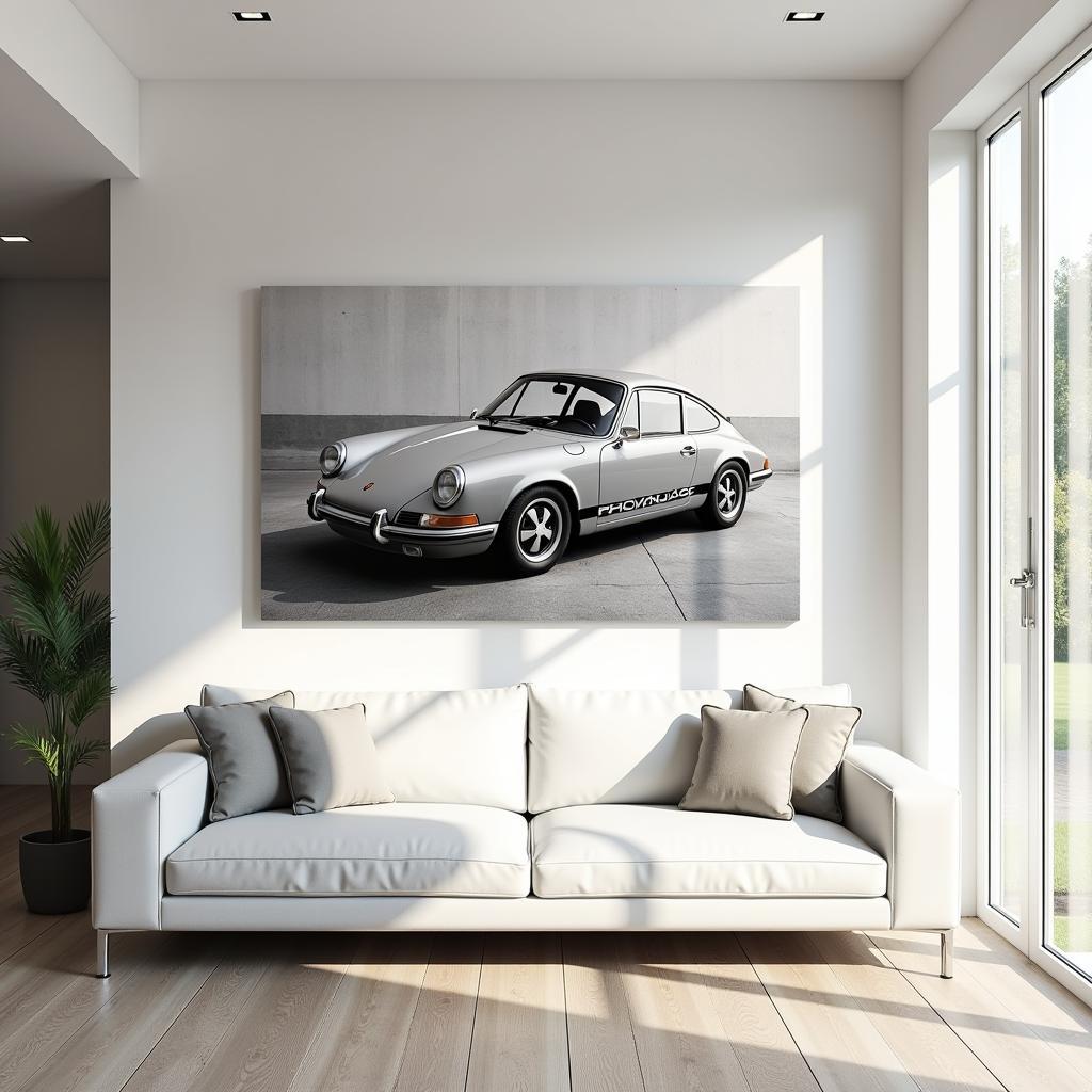 Porsche 911 Canvas Art in a Modern Living Room