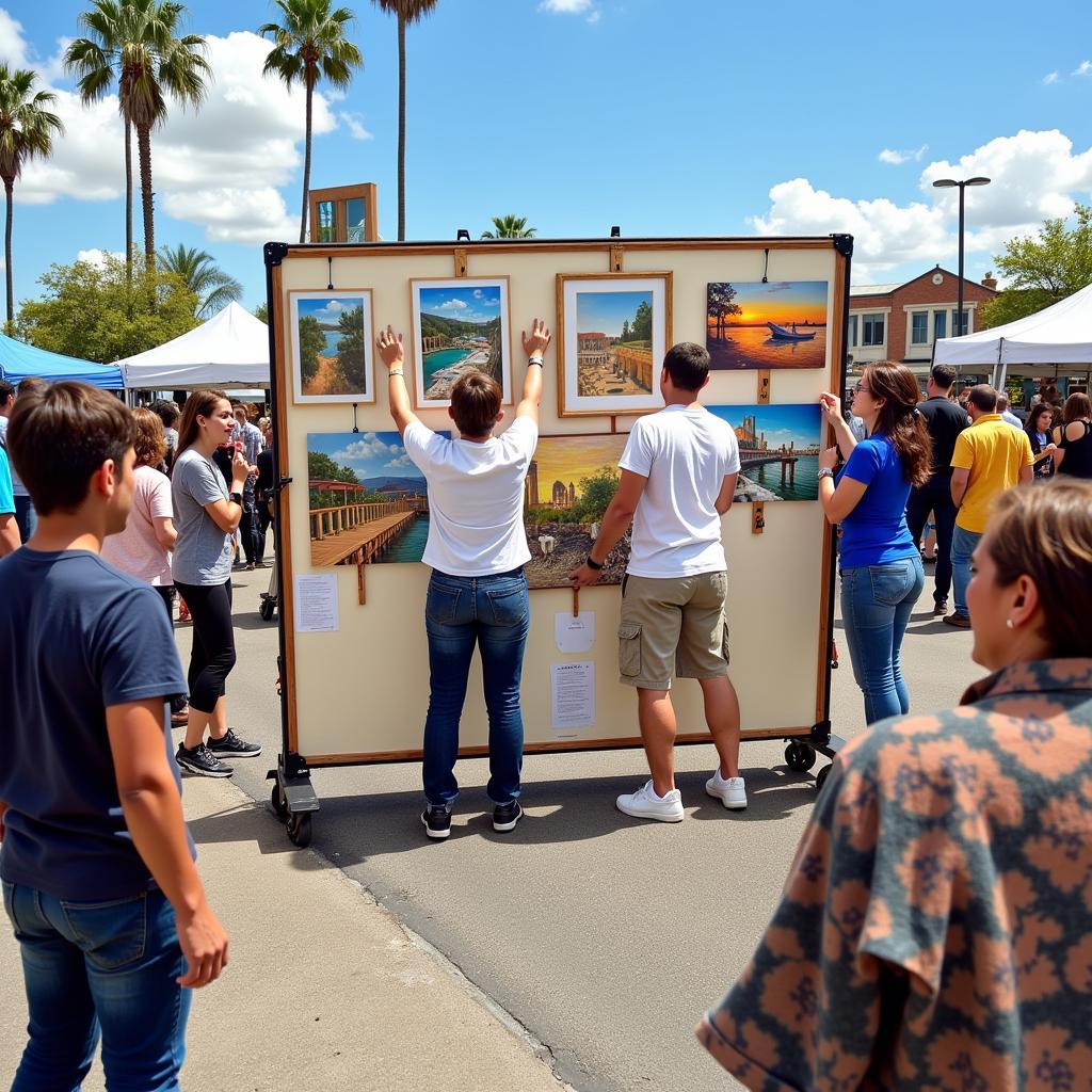 Portable Art Wall Setup at an Art Fair