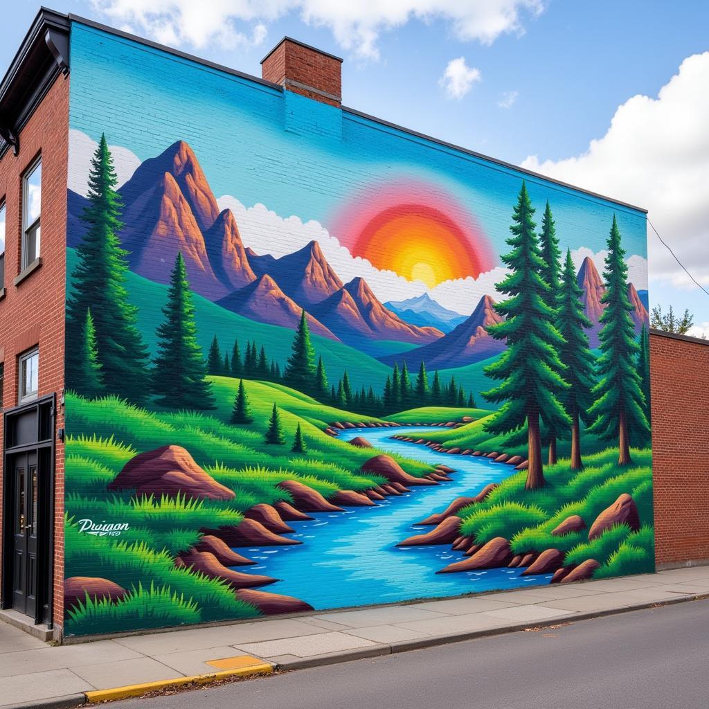 Vibrant mural in Portland Oregon