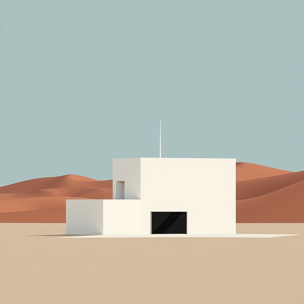 Minimalist Digital Art Depicting Prada Marfa