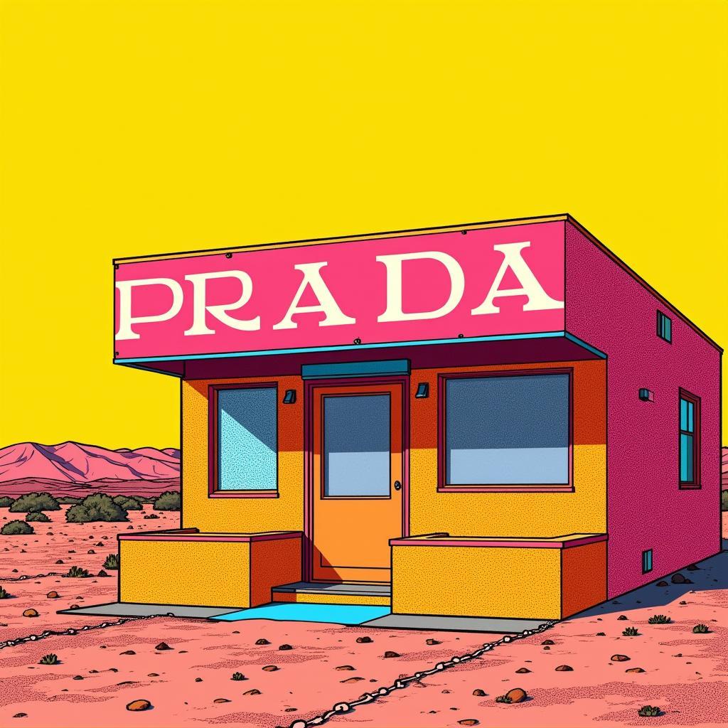 Prada Marfa in Vibrant Pop Art Style