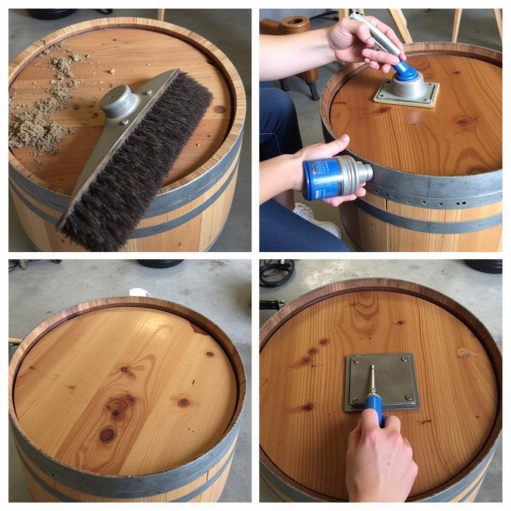 Preparing a wine barrel for art projects