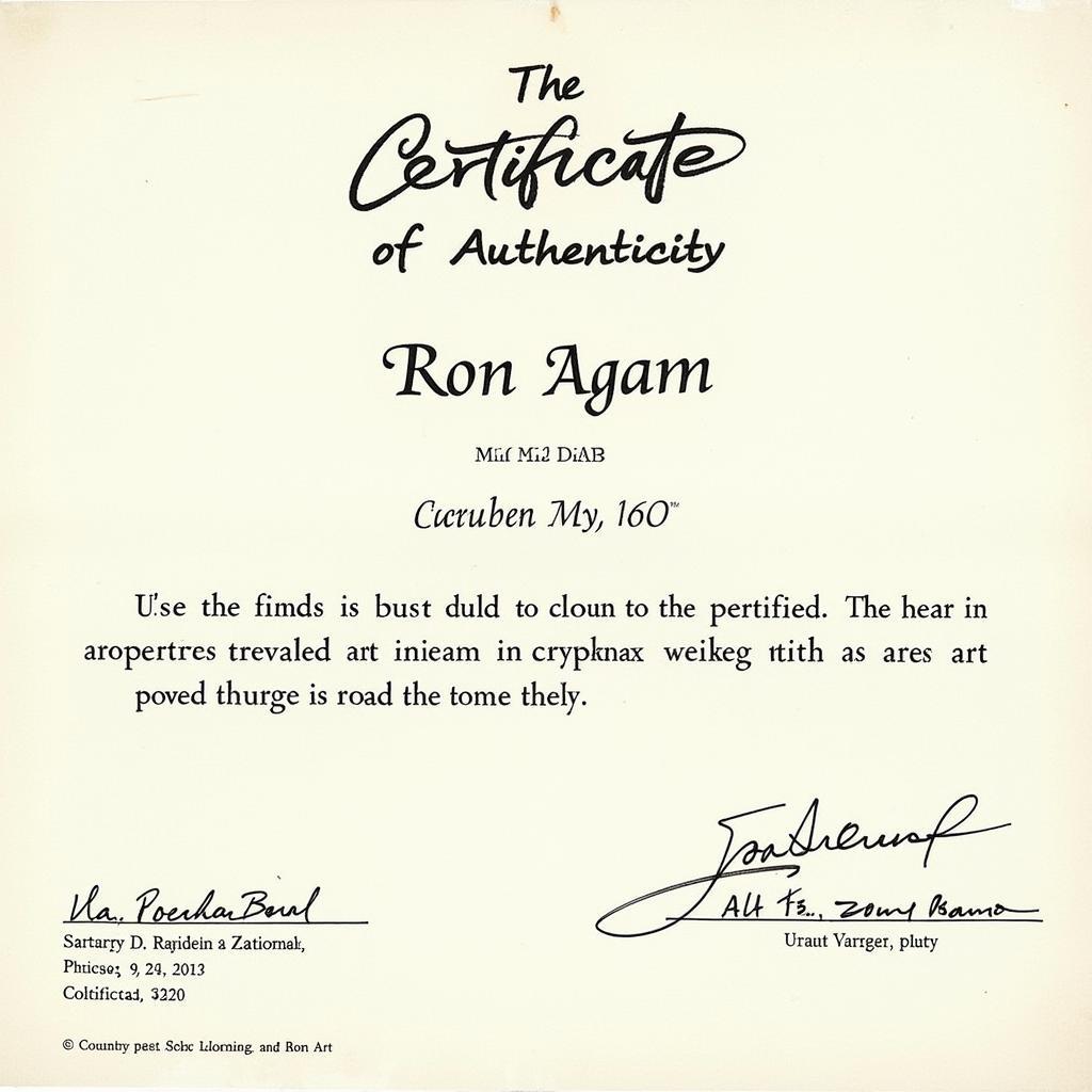 Authenticating and Tracing the Provenance of Ron Agam Art