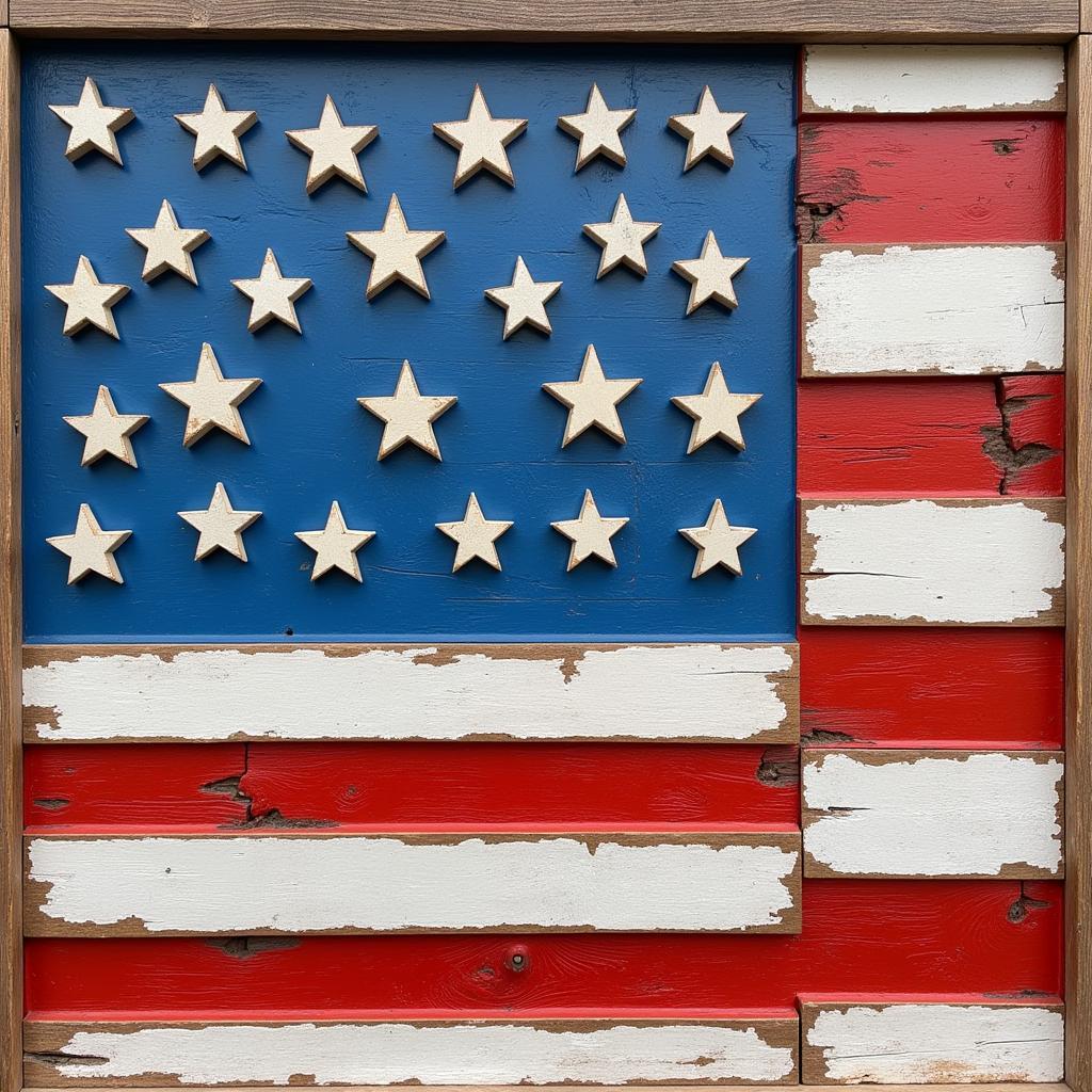 Rustic American Flag Wooden Wall Art