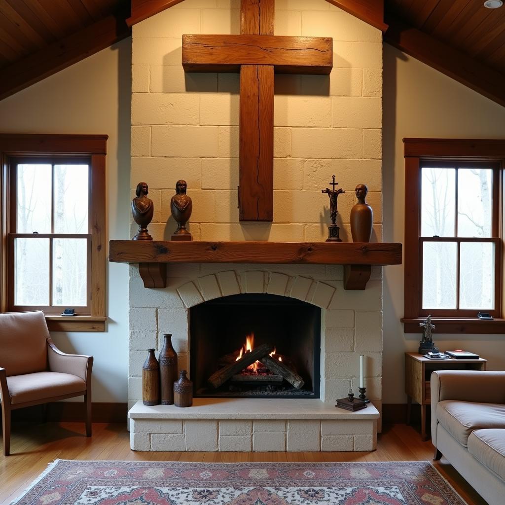 Rustic Living Room with Christian Wall Decor