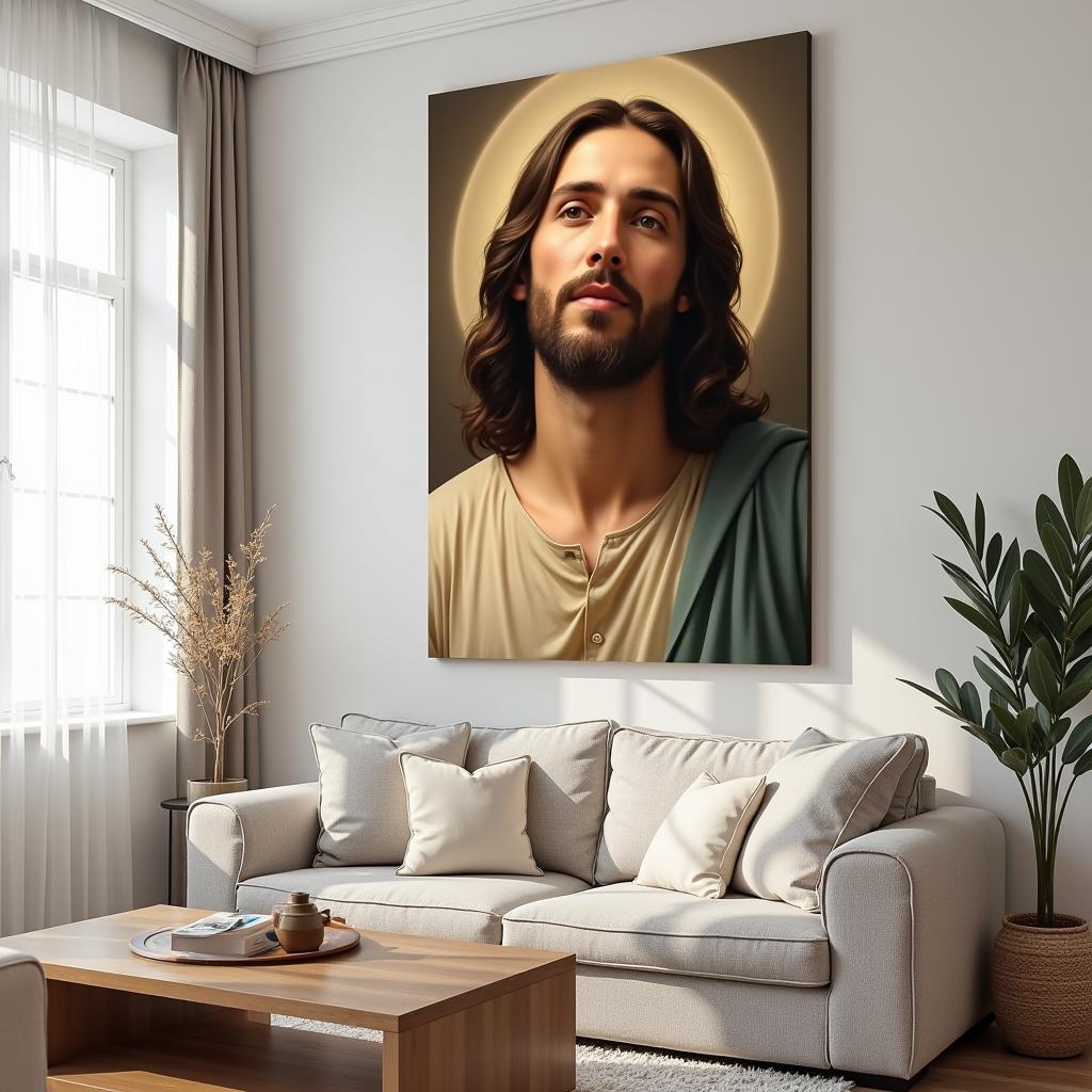 Serene Jesus Christian Art Canvas on Display