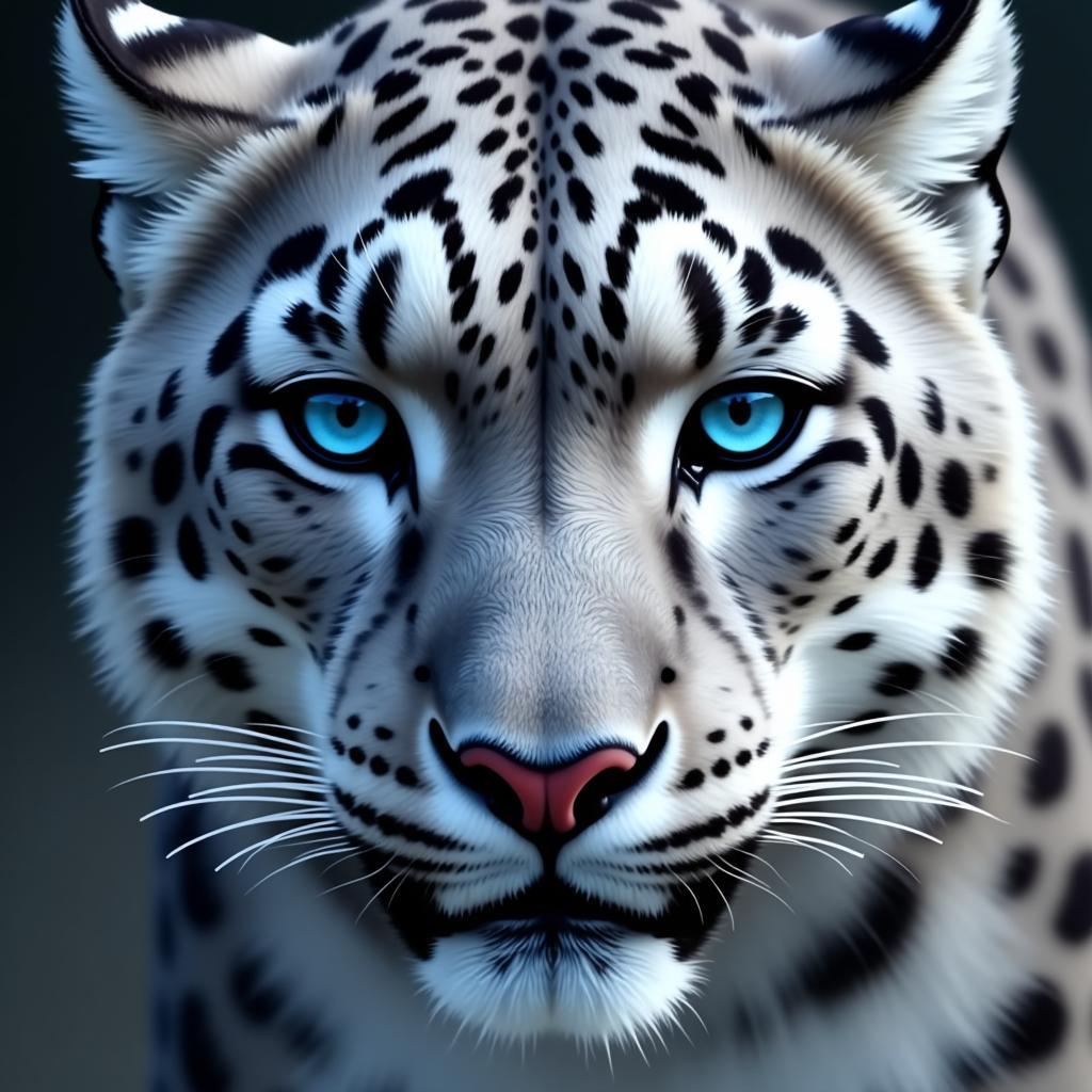 Digital Painting of a Snow Leopard Portrait