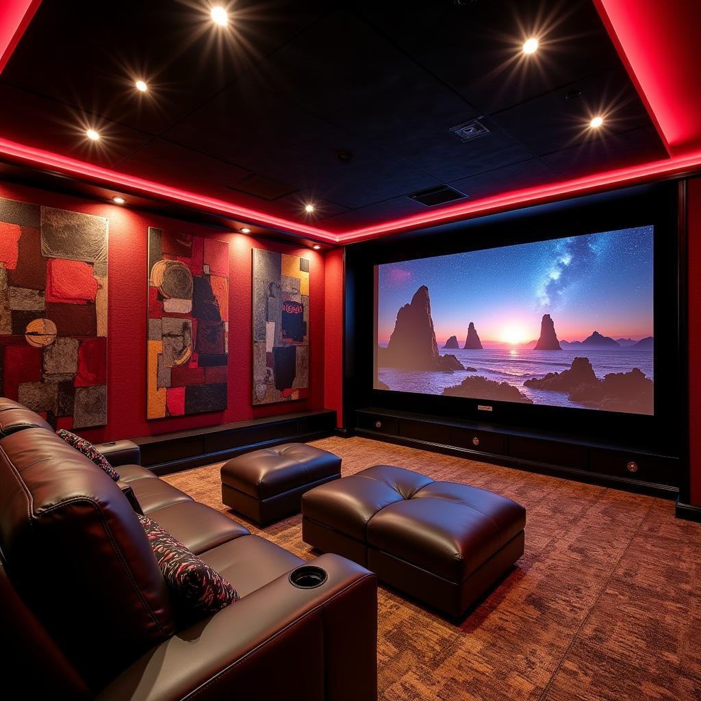 Soundproof art panel enhancing the acoustics of a home theater