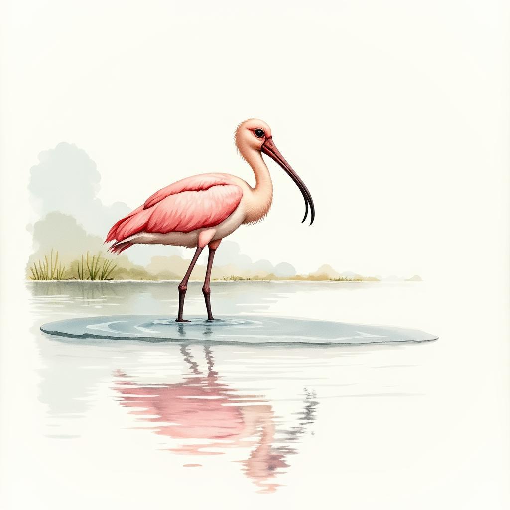 Spoonbill Watercolor Painting