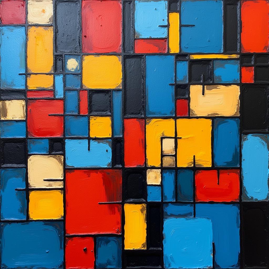 Geometric Composition in Square Abstract Art