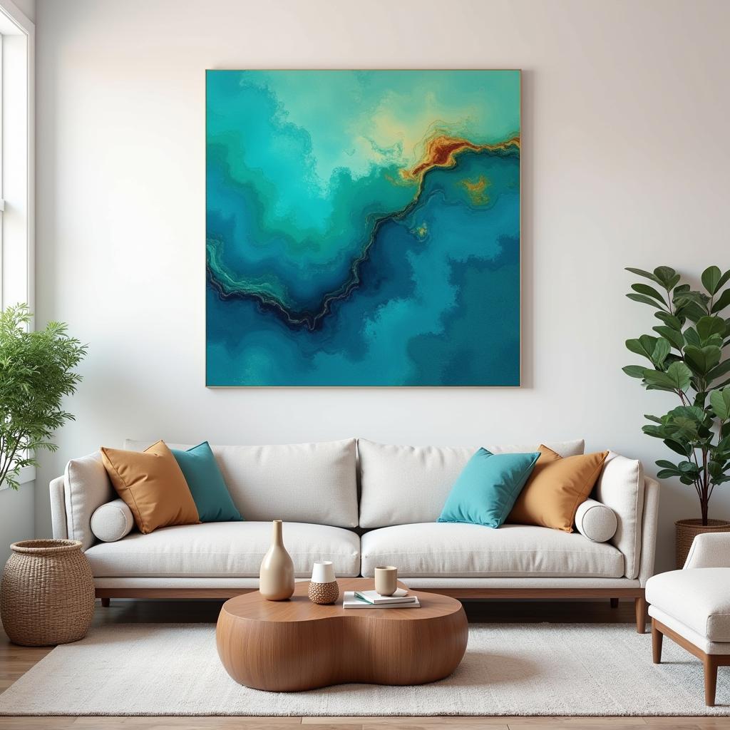 Square Wall Art in Living Room Setting