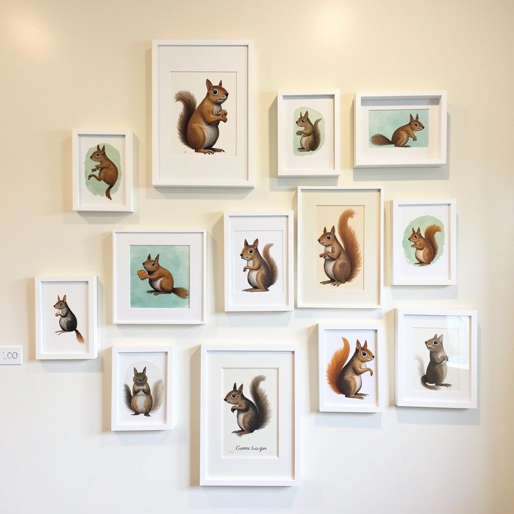 Mixed Media Squirrel Gallery Wall