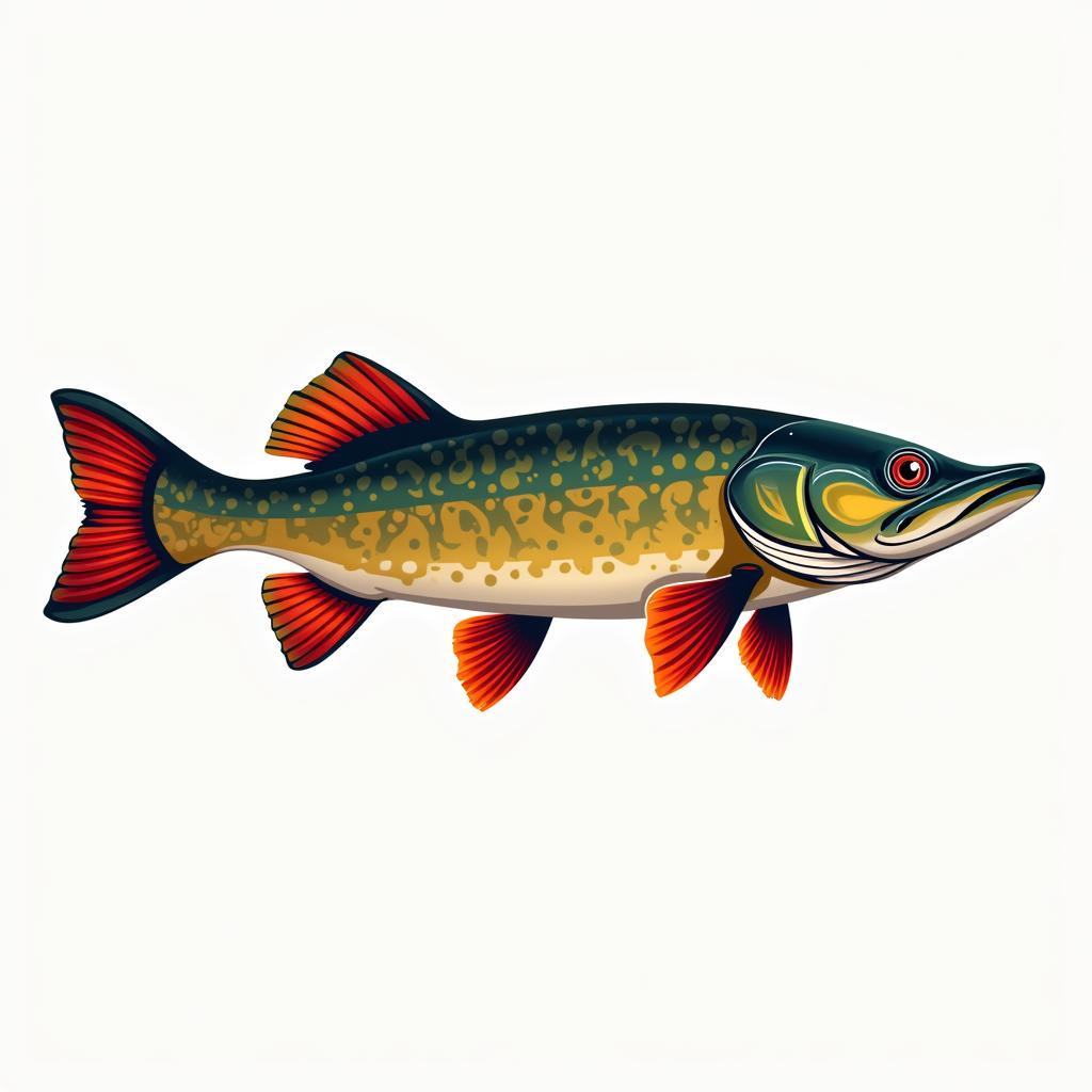 Stylized Digital Art Depicting Northern Pike