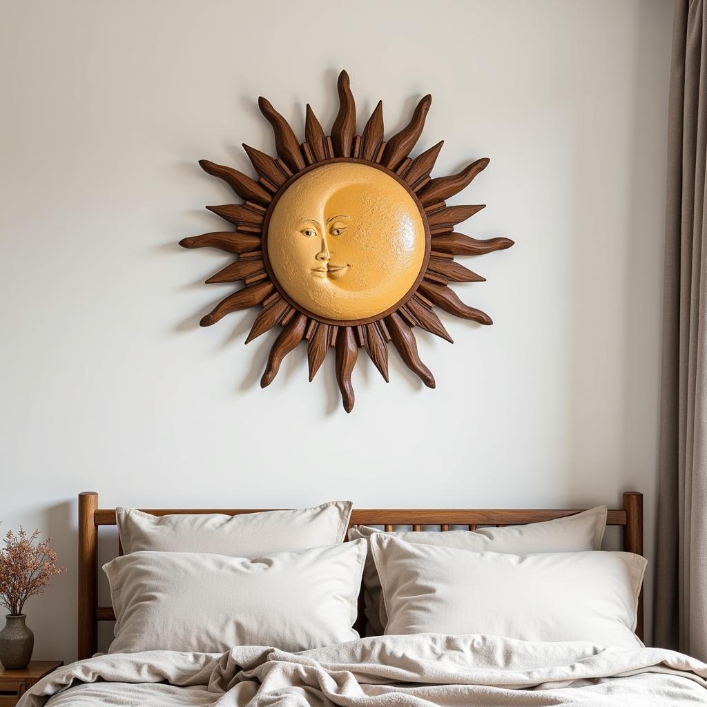 Sun and Moon Wall Art in a Bedroom