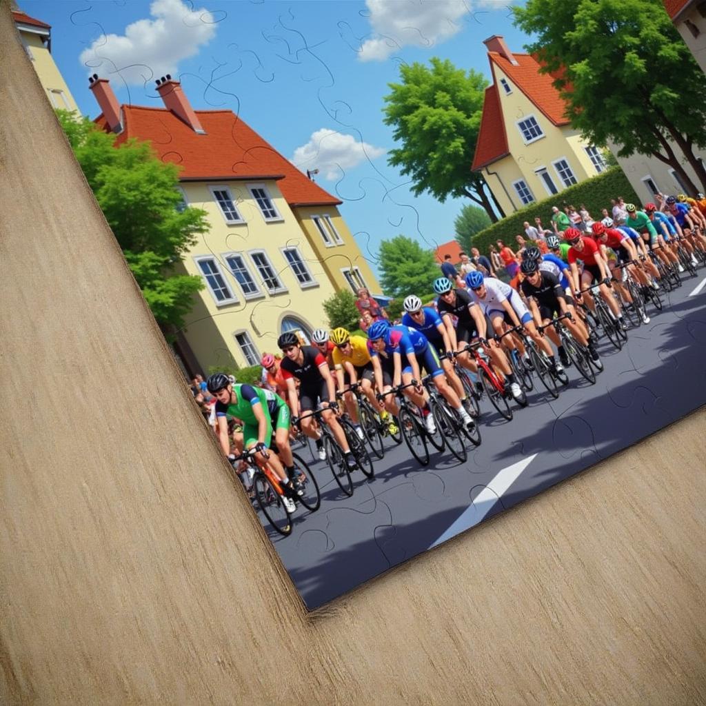 Tour de France Peloton Racing Through French Village Metal Print