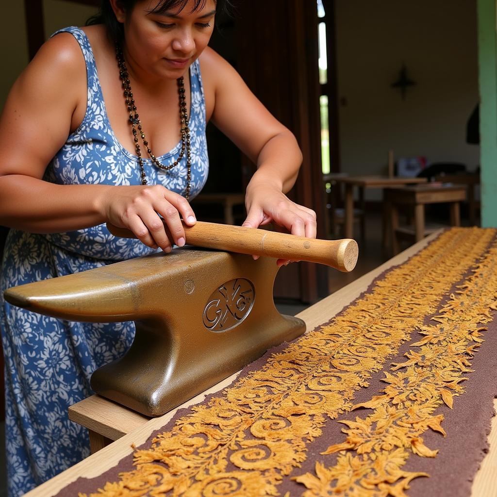 Traditional Hawaiian Kapa Cloth Making